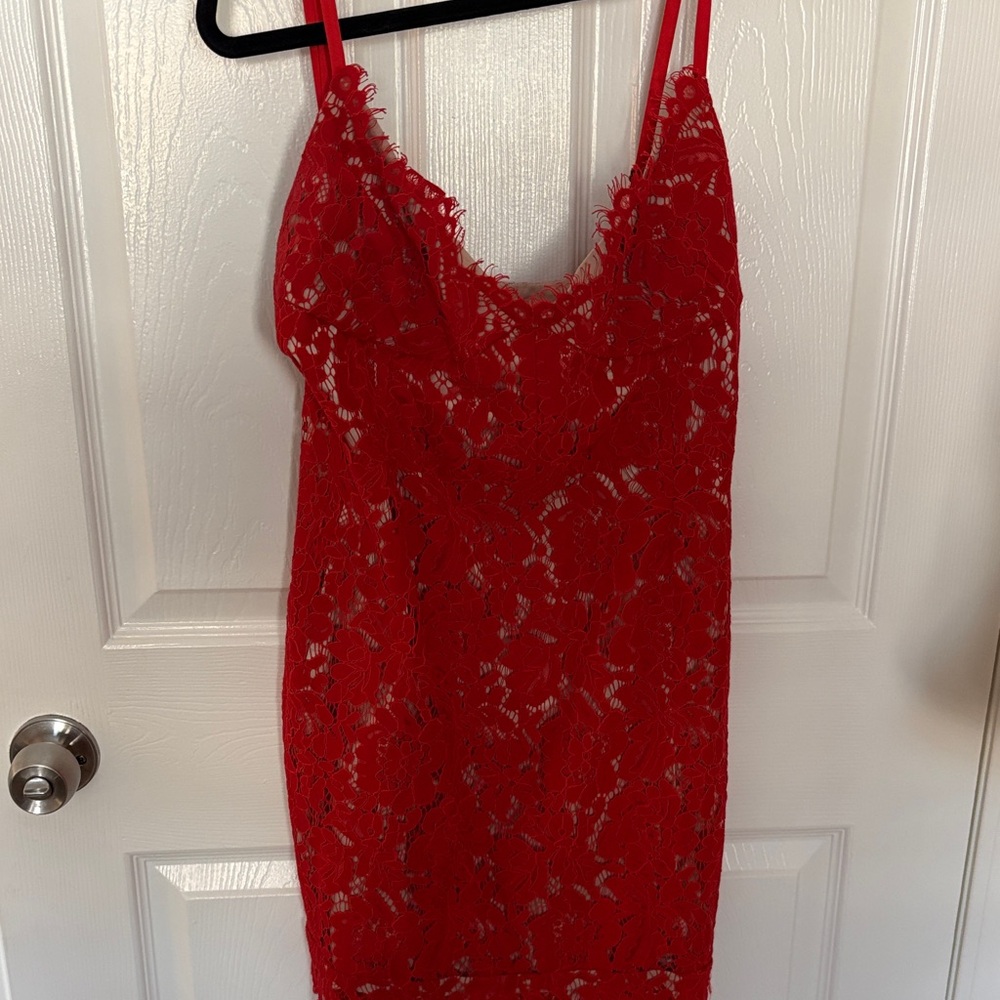 House of CB Red Lace Mini Dress